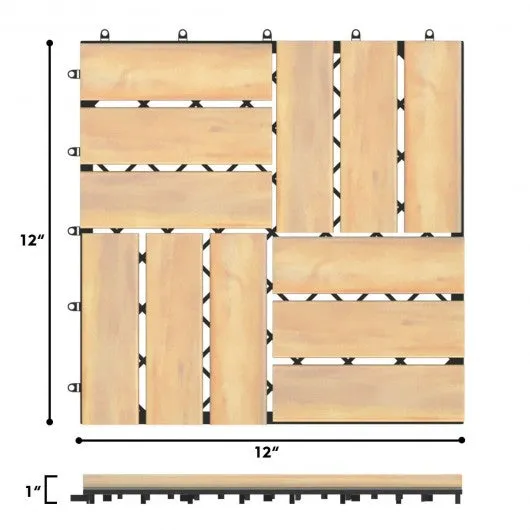 10 PCS 12" x 12" Acacia Wood  Interlocking Check Deck Tiles