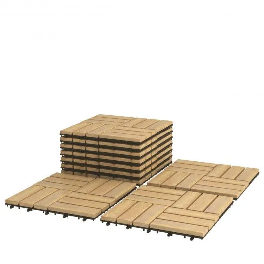 10 PCS 12" x 12" Acacia Wood  Interlocking Check Deck Tiles
