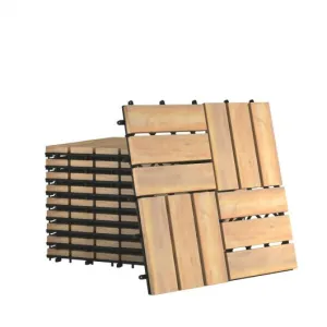 10 PCS 12" x 12" Acacia Wood  Interlocking Check Deck Tiles