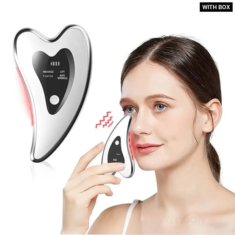 4 in 1 Electric Heated Vibration Gua Sha Face Massager Tools Anti Wrinkles Double Chin Skin Face Lifting Device
