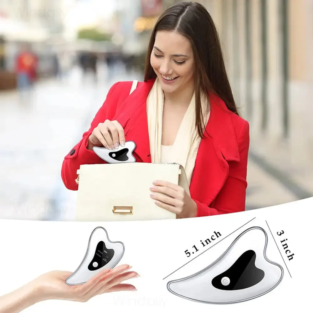 4 in 1 Electric Heated Vibration Gua Sha Face Massager Tools Anti Wrinkles Double Chin Skin Face Lifting Device