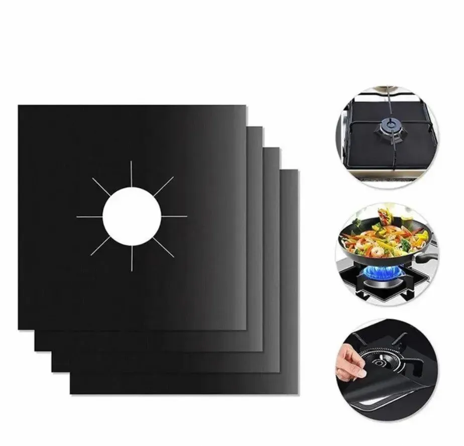 4 Piece Gas Stove Protector Set Kitchen Cookware Accessories for Cleaning and Protection