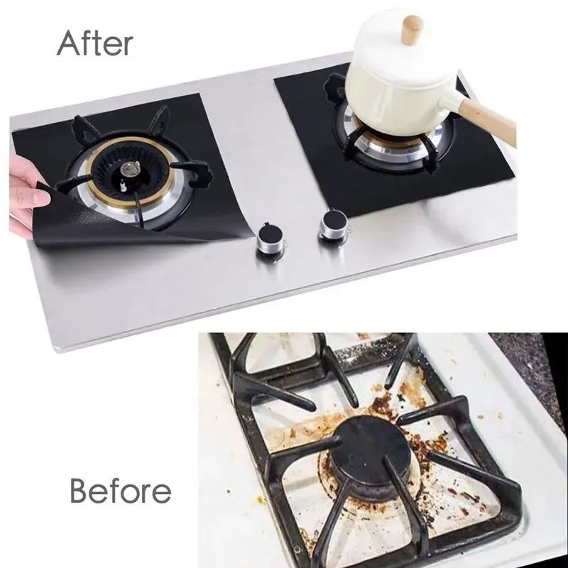 4 Piece Gas Stove Protector Set Kitchen Cookware Accessories for Cleaning and Protection