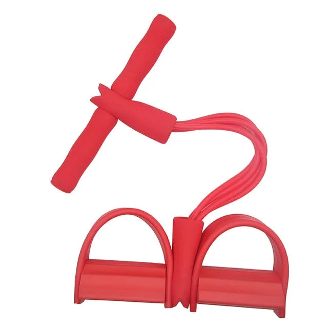 4-Tube Foot Pedal Resistance Band Elastic Pull Rope Fitness Equipment