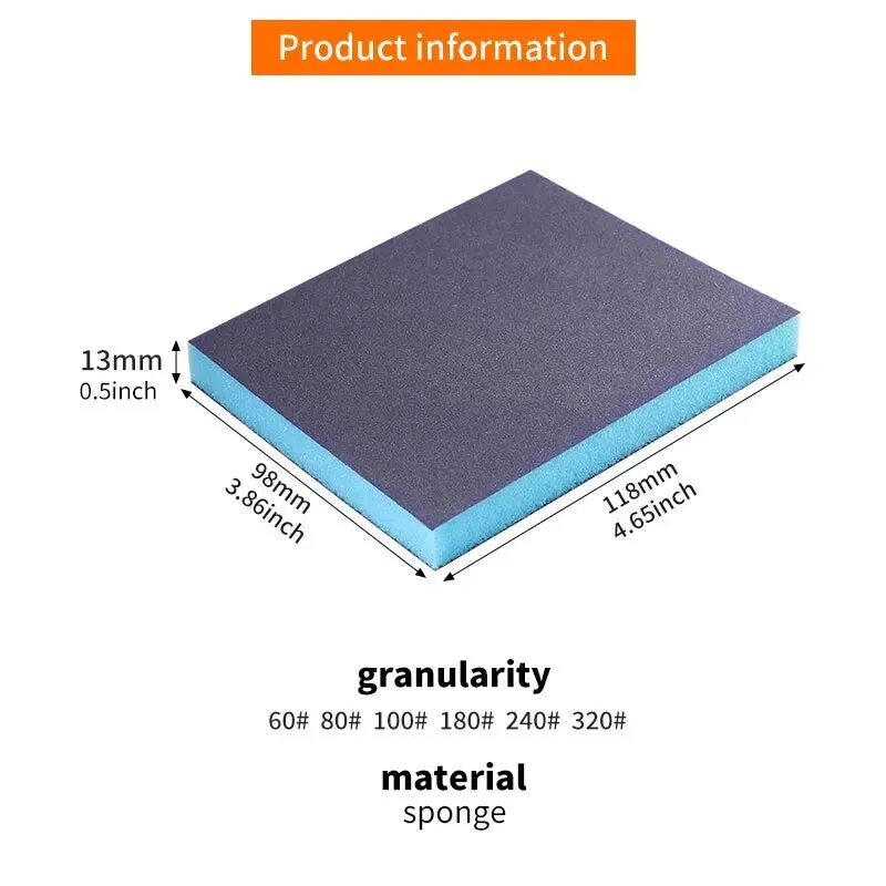 6pcs Sanding Sponge 60 320 Grit for Metal Wood Polishing 120 96 13mm