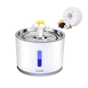 81oz Stainless Steel Cat Water Fountain with Ultra-Quiet Pump & 3 Water Flow Settings