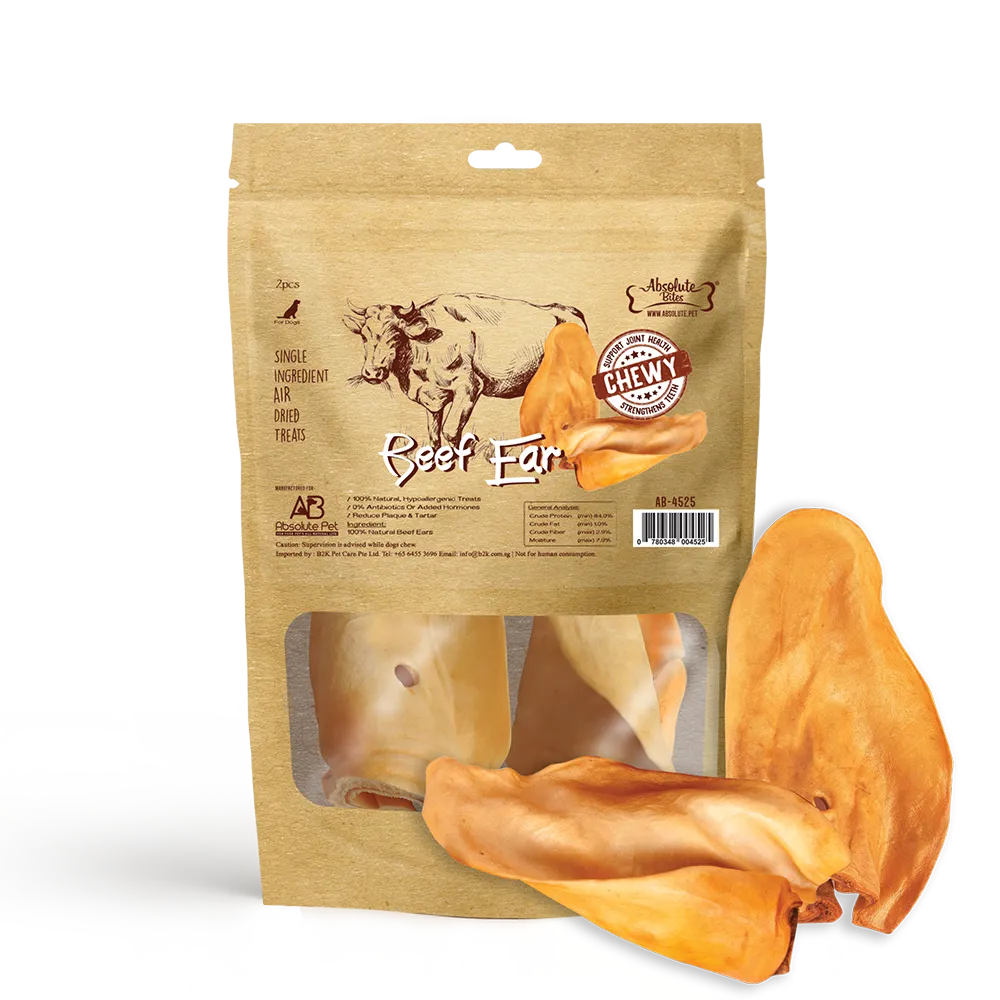 Absolute Bites Air-Dried Beef Ears 2pcs