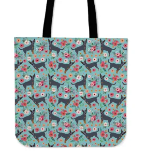 Australian Cattle Dog Flower Linen Tote Bag