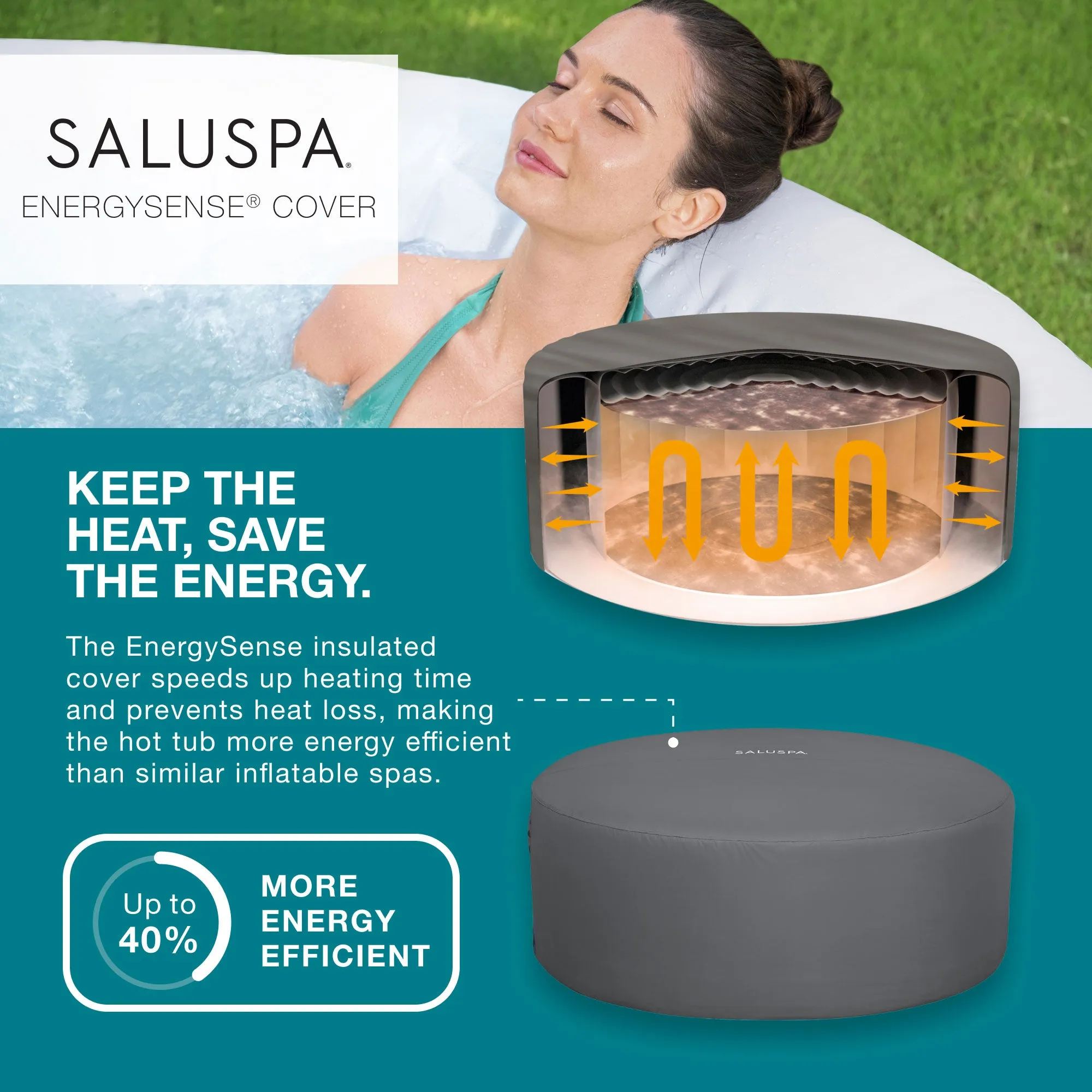 Bestway SaluSpa Aruba AirJet Inflatable Hot Tub w/ EnergySense Cover, Grey(Used)