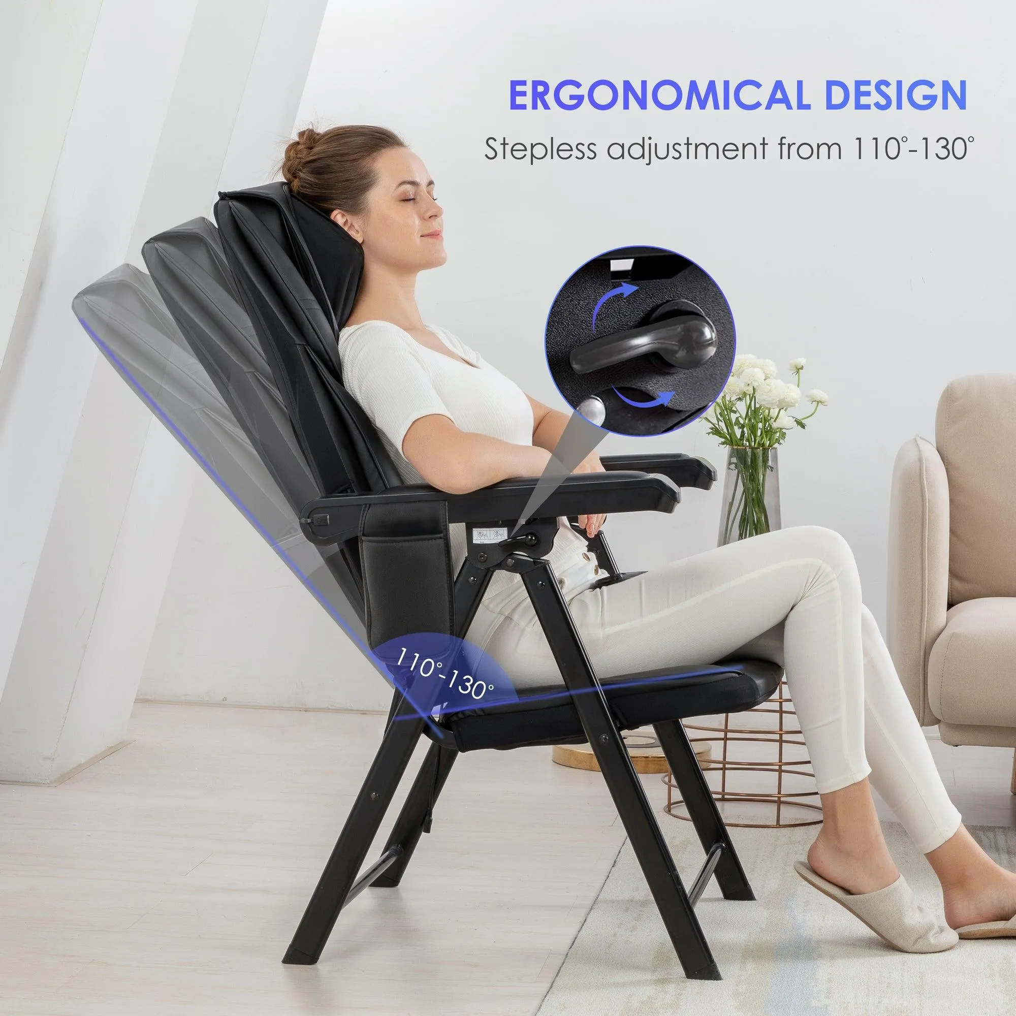 Comfier Portable Folding Massage Chair-Shiatsu Neck and Back Massager with Heat - 9202