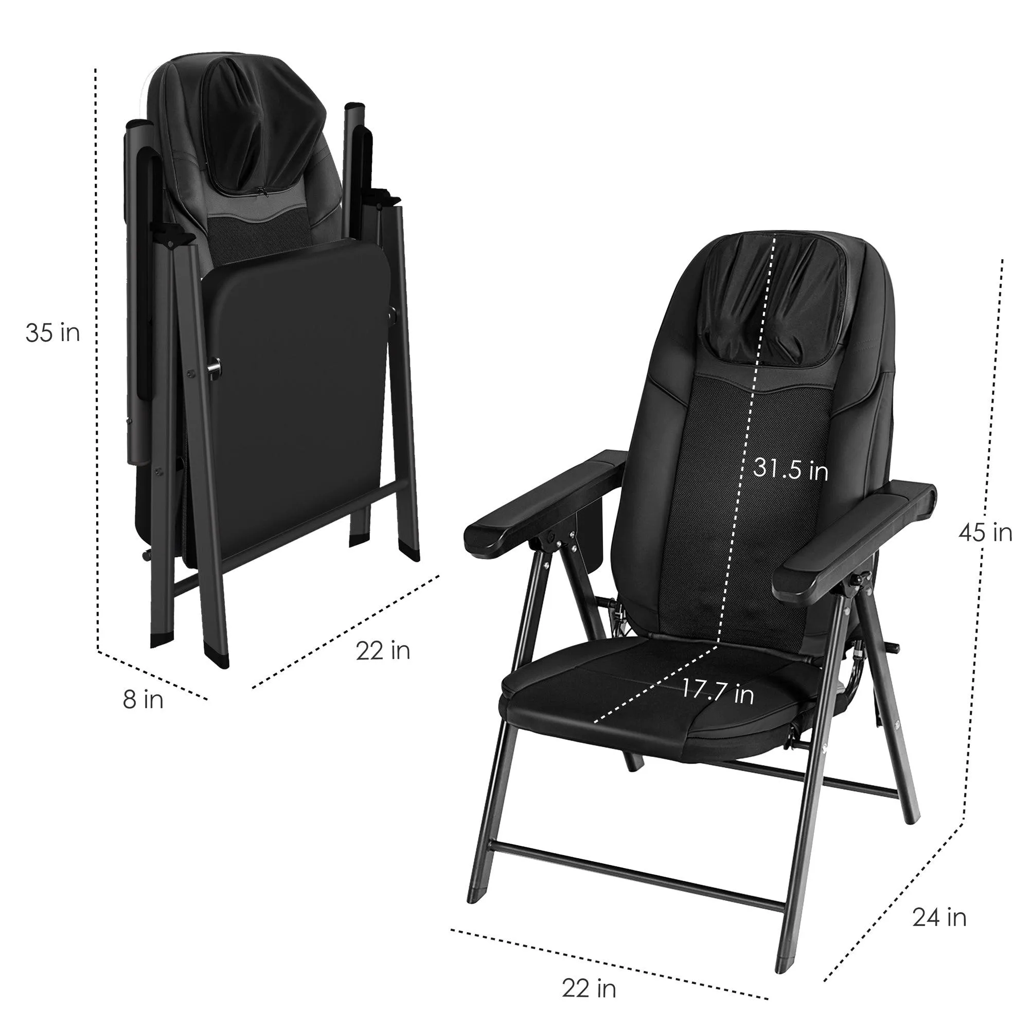 Comfier Portable Folding Massage Chair-Shiatsu Neck and Back Massager with Heat - 9202