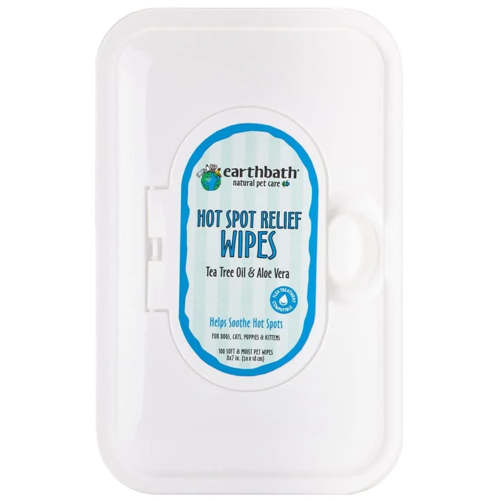 EarthBath Tea Tree & Aloe Vera Hot Spot Wipes for Dogs and Cats
