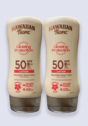 Hawaiian Tropic Glowing Protection Sun Lotion SPF 50 180ml - 2 Pack Saver