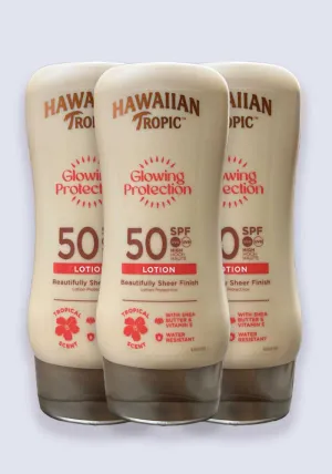 Hawaiian Tropic Glowing Protection Sun Lotion SPF 50 180ml - 3 Pack Saver