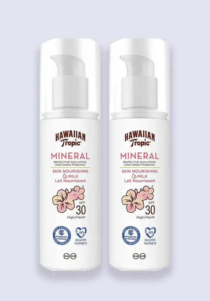 Hawaiian Tropic Mineral Protective Sun Lotion SPF 30 100ml 2 Pack Saver