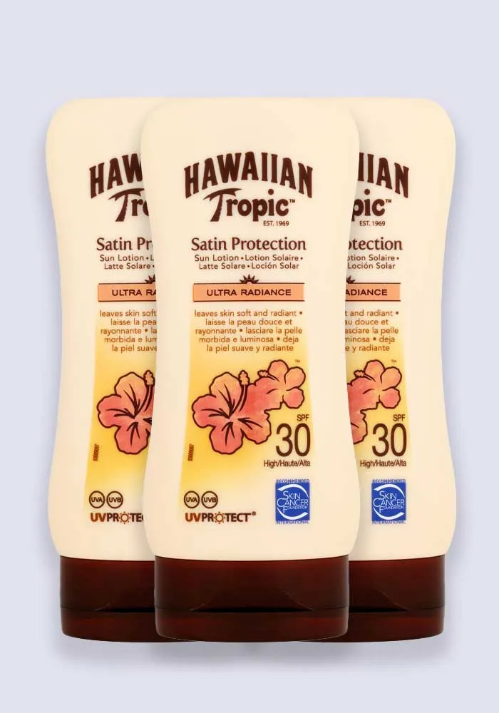 Hawaiian Tropic Satin Protection Sun Lotion SPF 30 180ml - 3 Pack Saver
