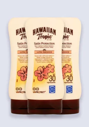 Hawaiian Tropic Satin Protection Sun Lotion SPF 30 180ml - 3 Pack Saver
