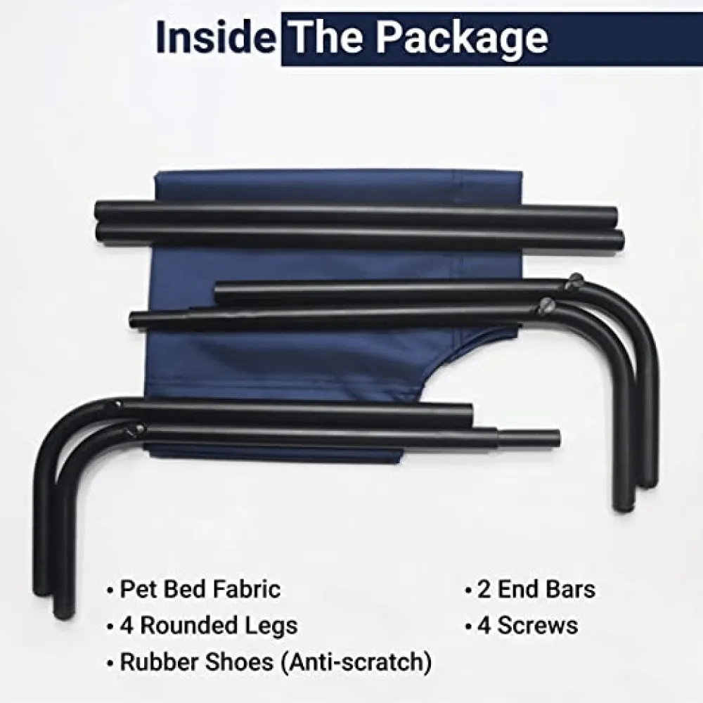 Hiputee Canvas Elevated Bed for Dogs and Cats (Blue)