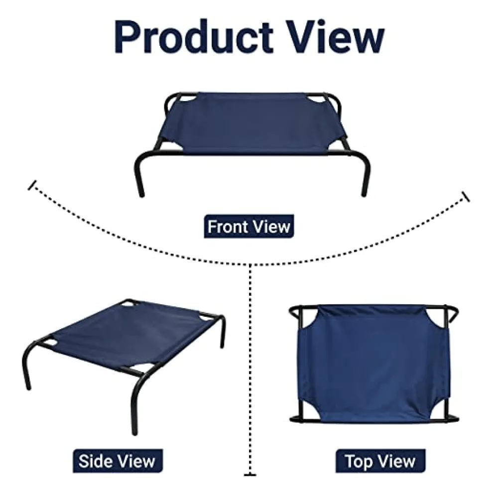 Hiputee Canvas Elevated Bed for Dogs and Cats (Blue)