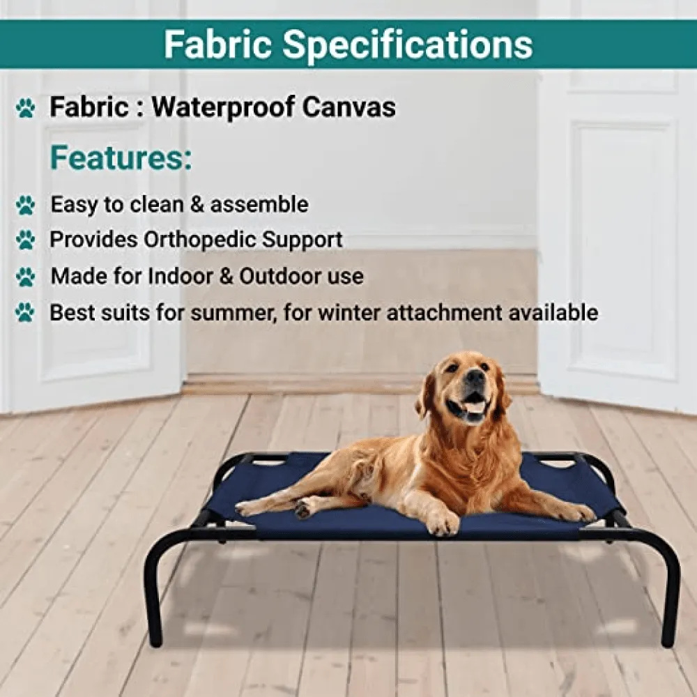 Hiputee Canvas Elevated Bed for Dogs and Cats (Blue)