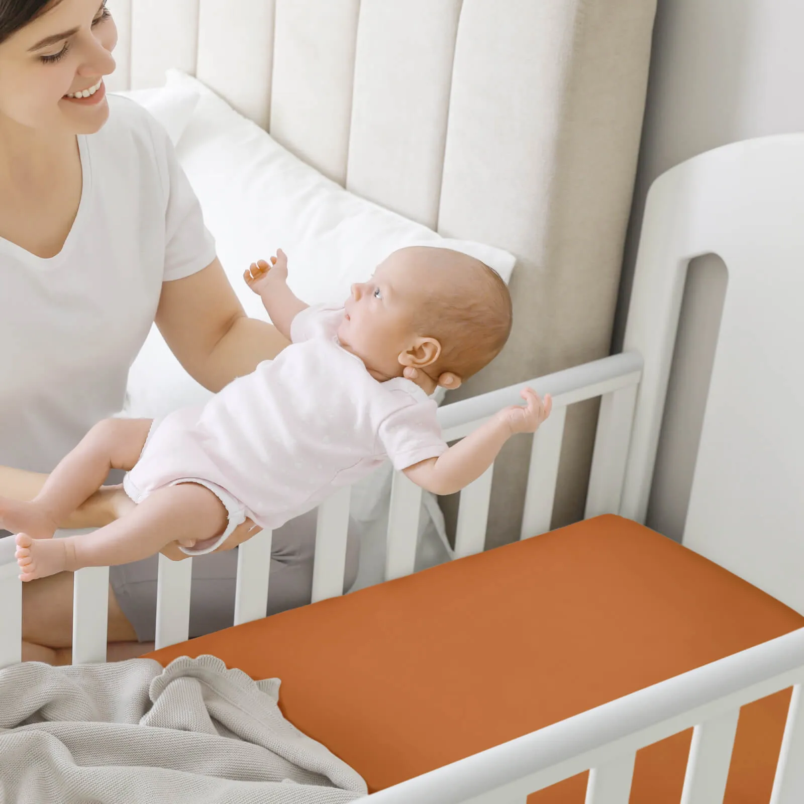 Isla Fitted Mini Crib Sheets (Rust)
