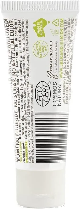 Jack N Jill Kids Organic Toothpaste: Flavor-Free, Safe to Swallow Junior