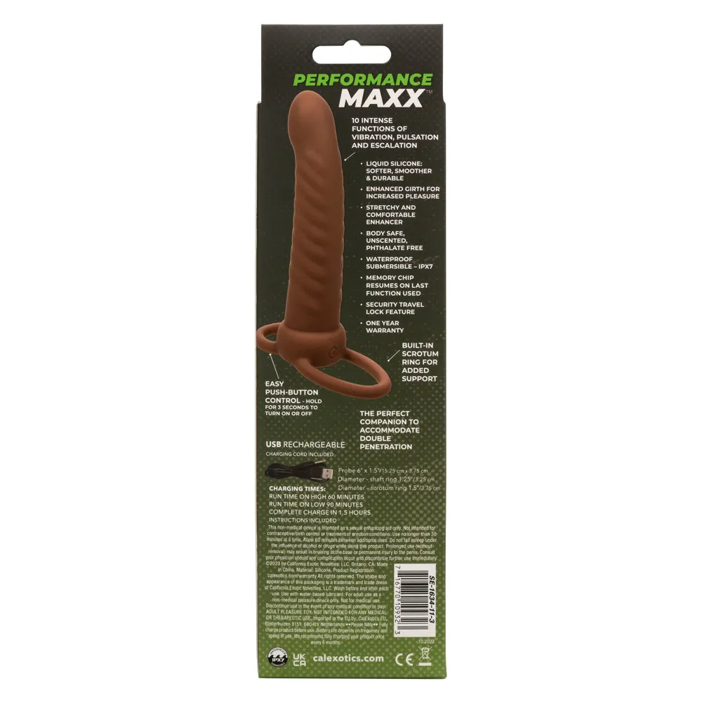 Performance Maxx Rechargeable Ribbed Dual  Penetrator - Brown