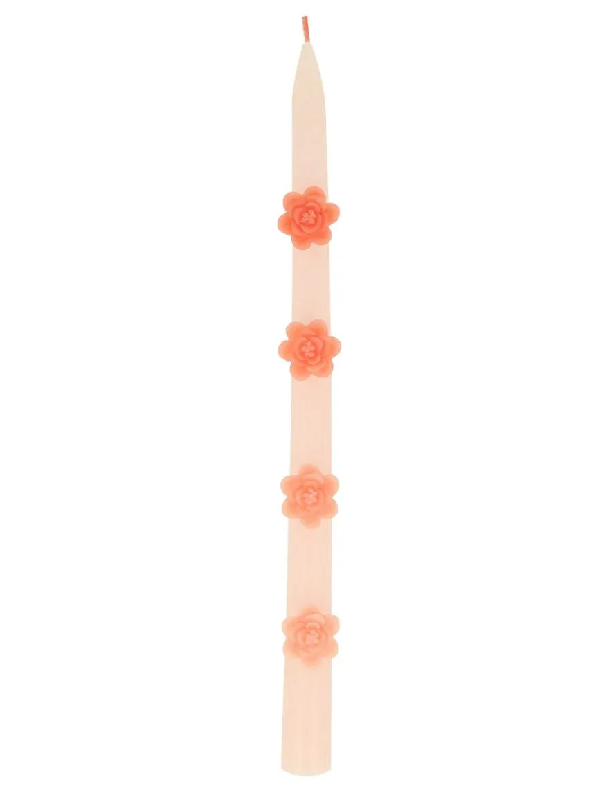 Pink Flower Taper Candles (x 2)