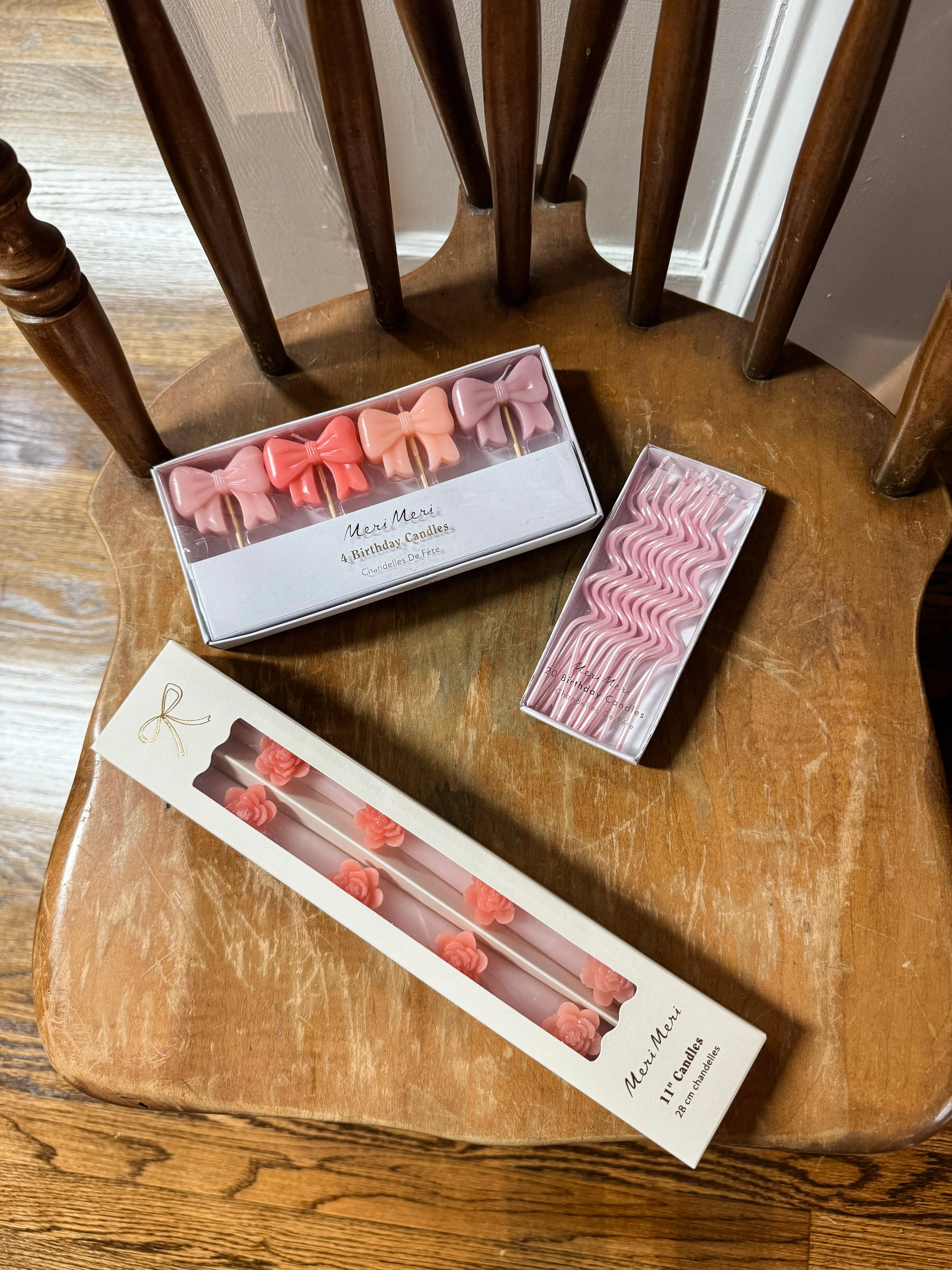 Pink Flower Taper Candles (x 2)