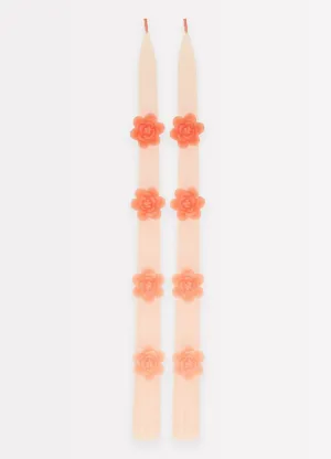 Pink Flower Taper Candles (x 2)