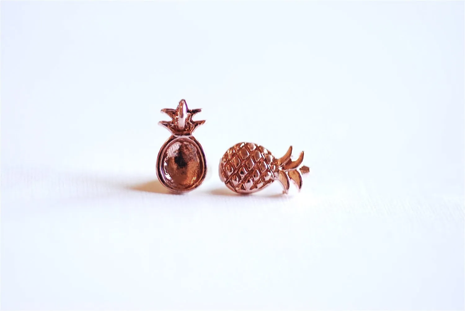 Pink Rose Gold Vermeil Pineapple Charm Pendant- 18k gold over Sterling Silver Pineapple, Hawaiian Pineapple Pendant, Pine cone Charm, 284