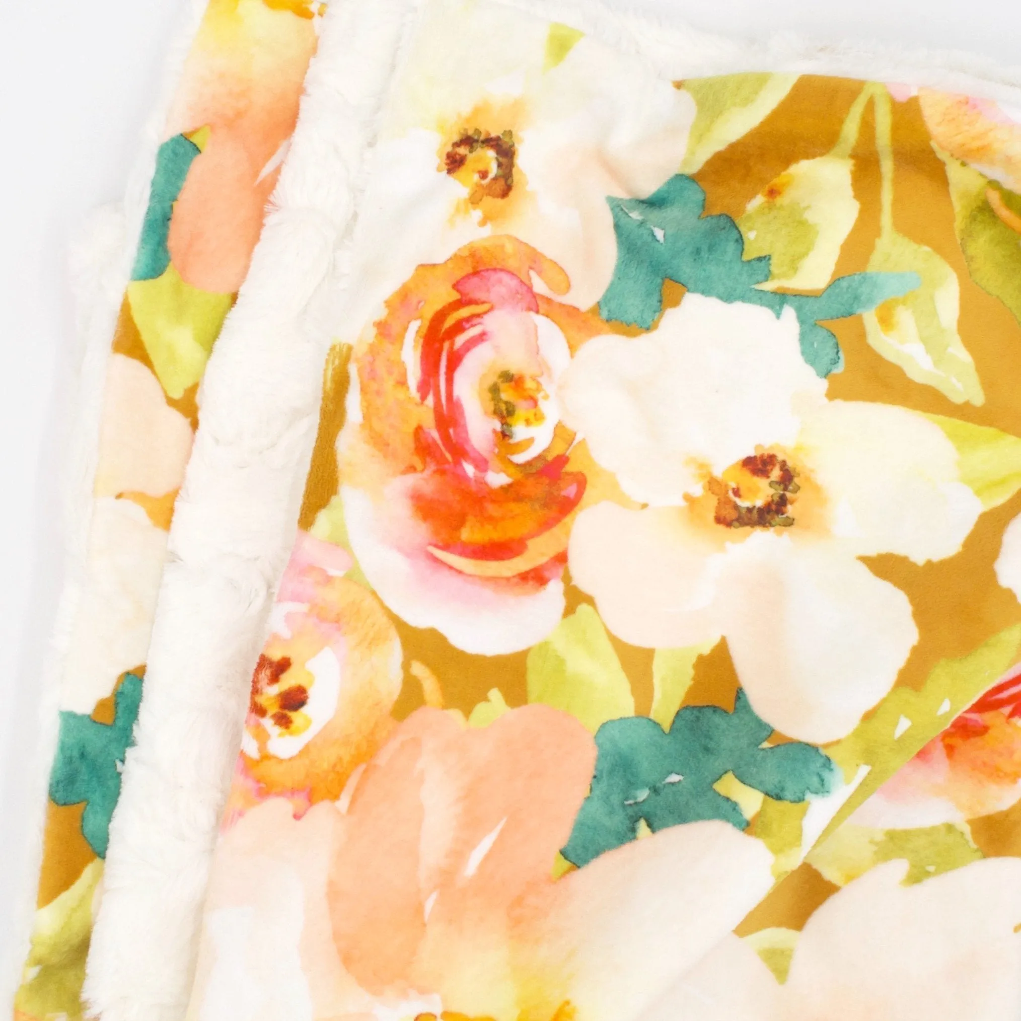 Sugar   Maple Mustard Floral Minky Blanket