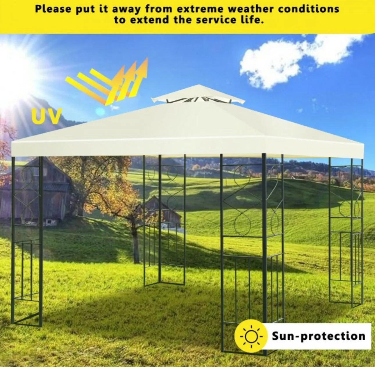 Super Duty Beautiful 2 Tier 10x10ft Patio Gazebo Canopy Tent | Sun Protection