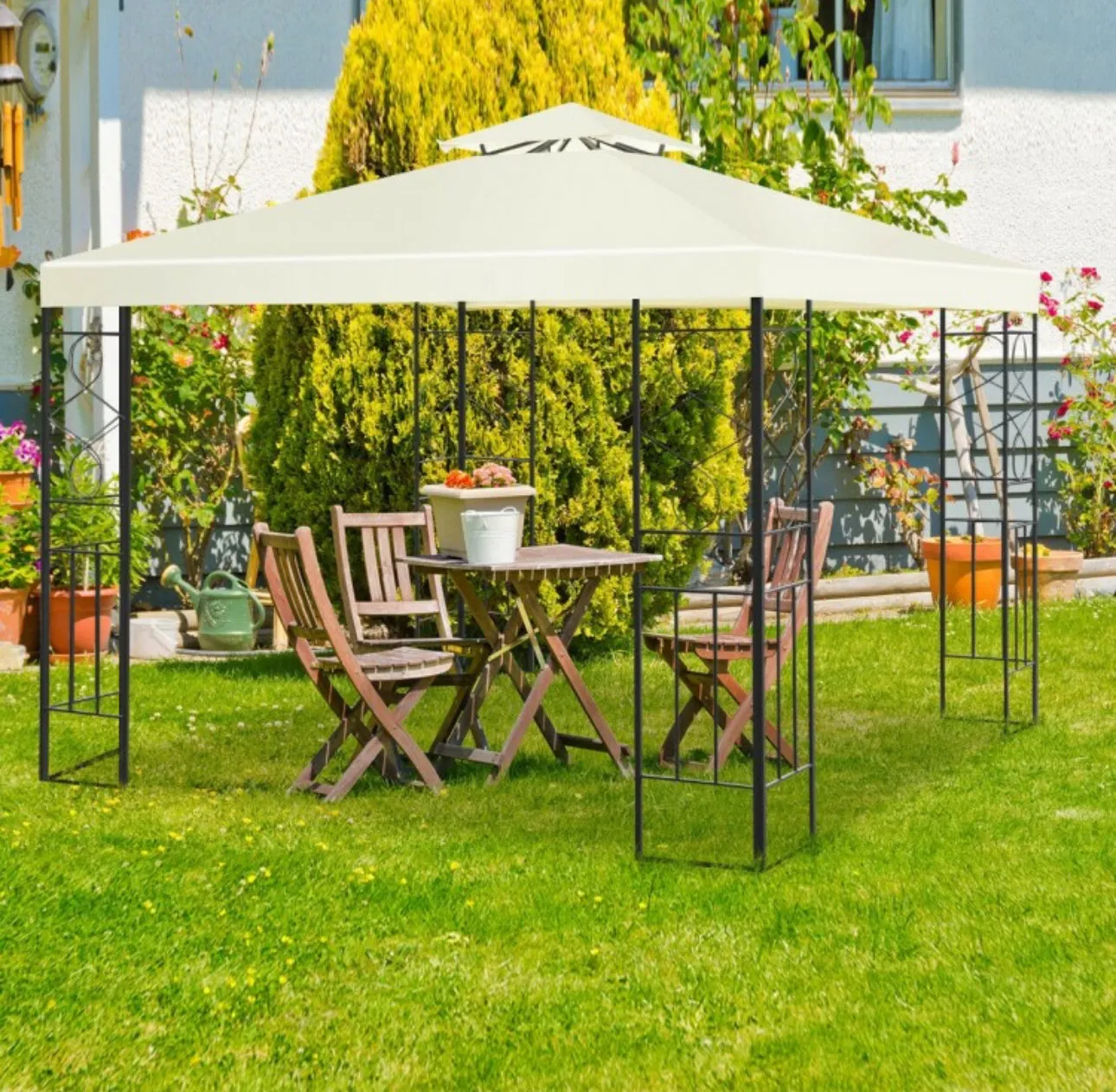 Super Duty Beautiful 2 Tier 10x10ft Patio Gazebo Canopy Tent | Sun Protection