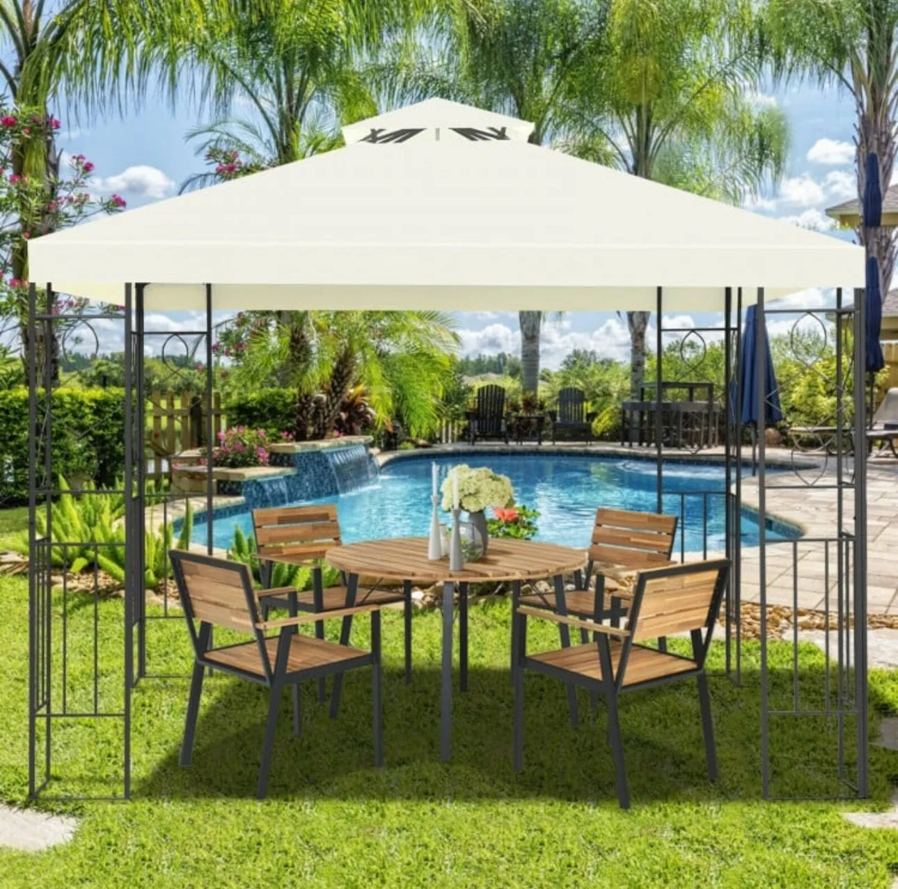 Super Duty Beautiful 2 Tier 10x10ft Patio Gazebo Canopy Tent | Sun Protection