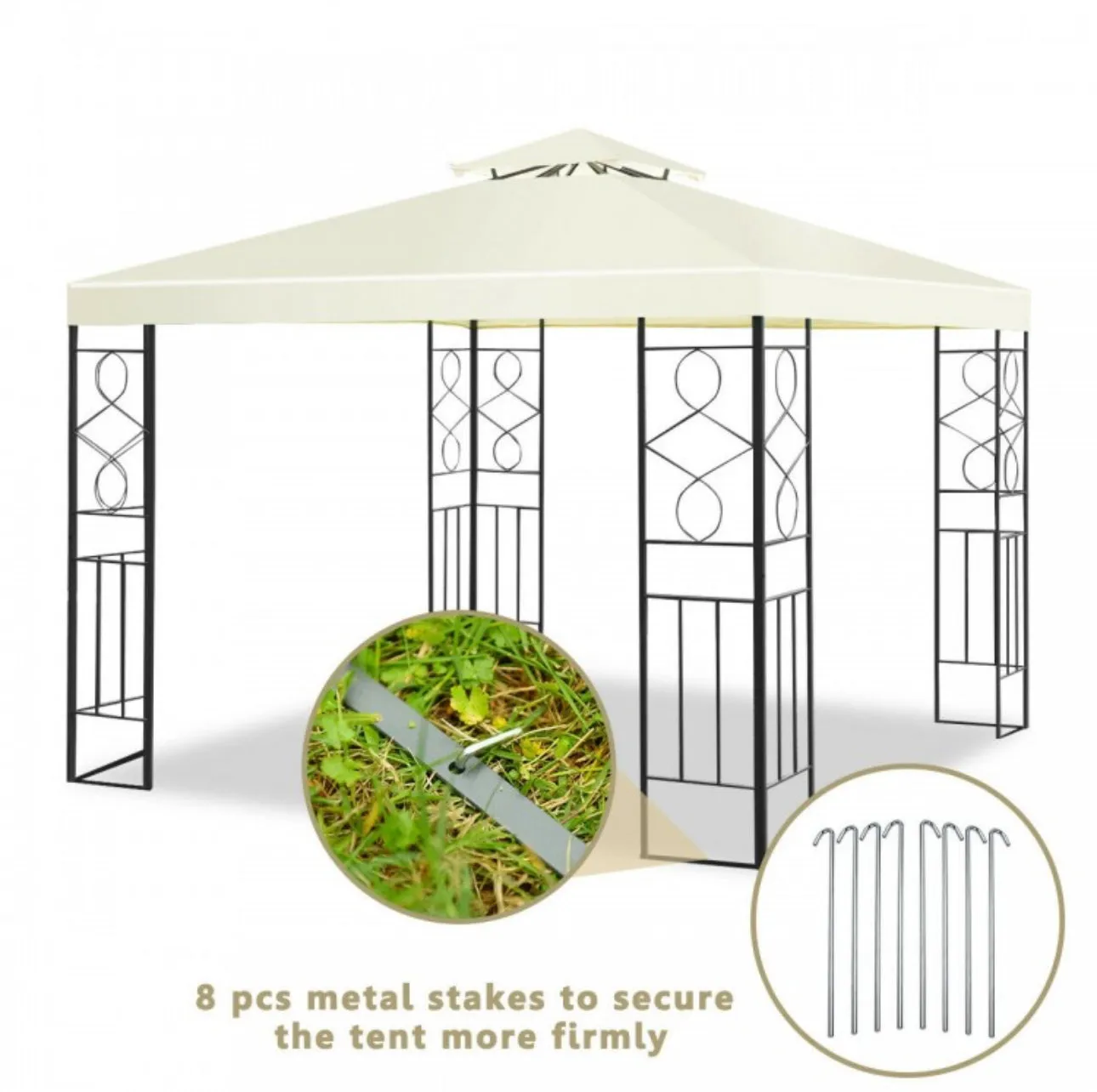 Super Duty Beautiful 2 Tier 10x10ft Patio Gazebo Canopy Tent | Sun Protection