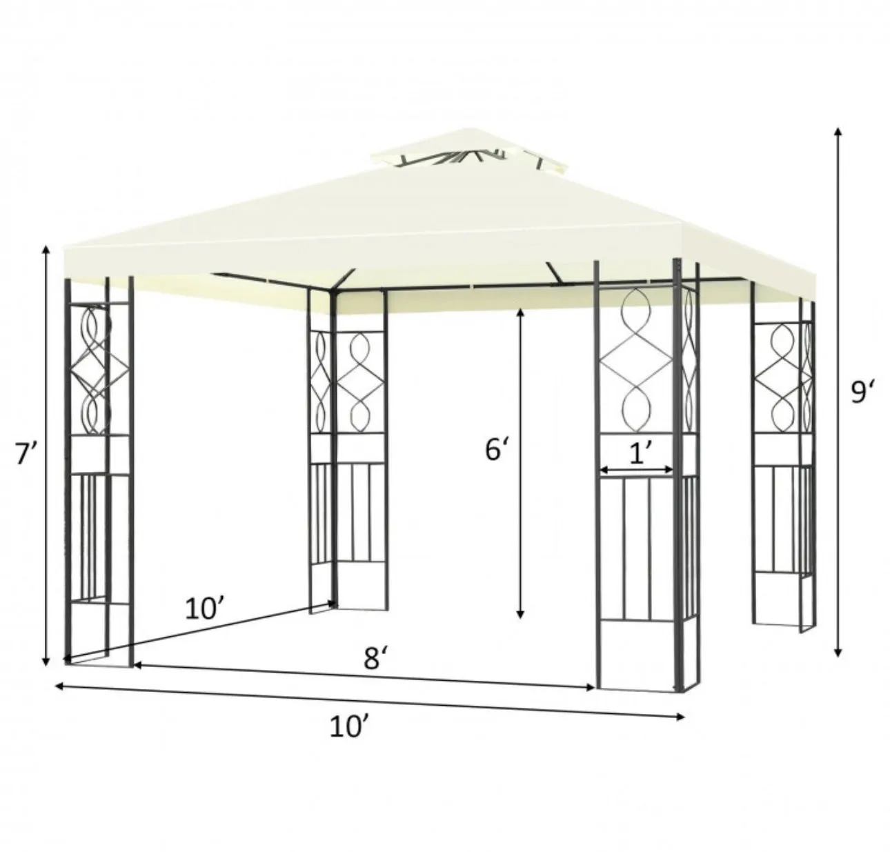 Super Duty Beautiful 2 Tier 10x10ft Patio Gazebo Canopy Tent | Sun Protection