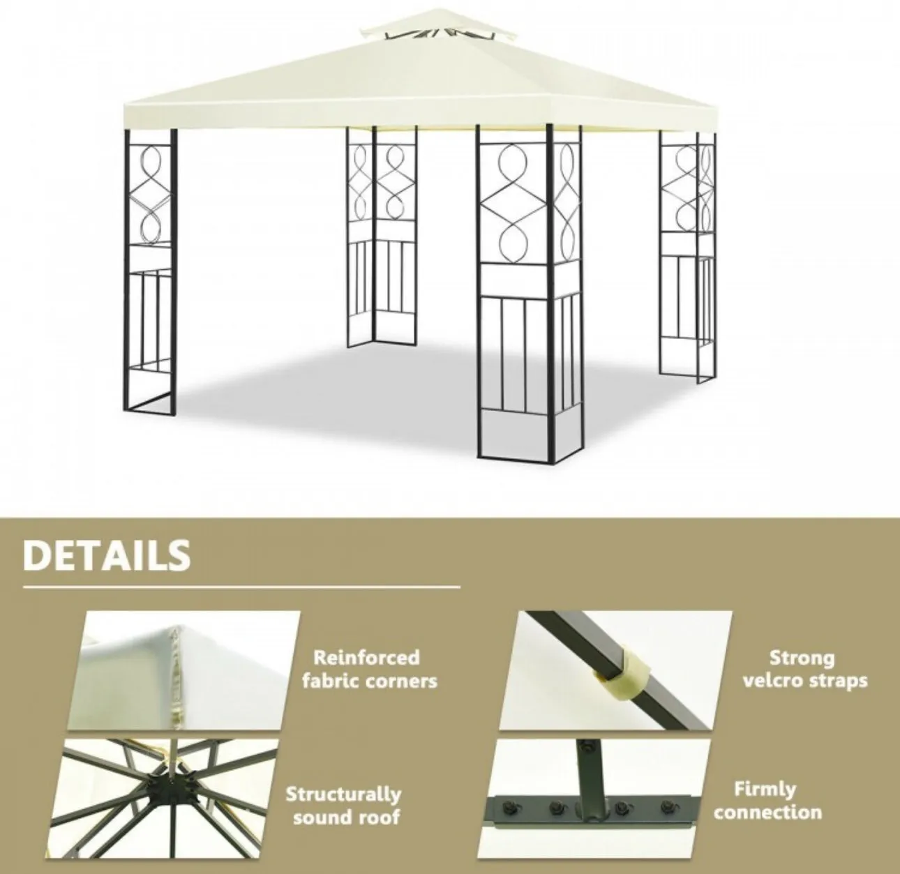 Super Duty Beautiful 2 Tier 10x10ft Patio Gazebo Canopy Tent | Sun Protection